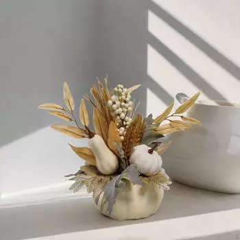 Искусственный Хэллоуин Тыква Декор Цветочный Урожай Осенний Цветочный белый