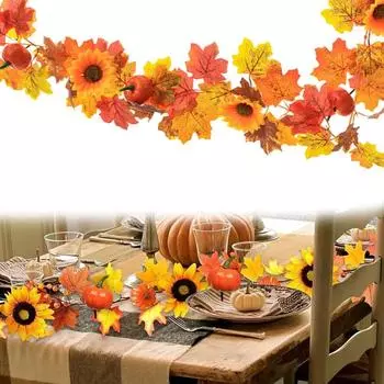 Искусственный клен для осеннего праздника Осенняя гирлянда из кленовых листьев Осеннее украшение Искусственные тыквы Легкий венок из листьев