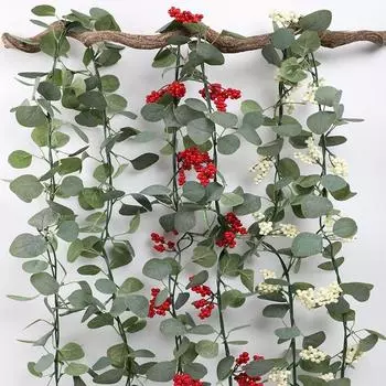 Искусственный красный фрукт ротанг искусственный цветок настенный имитация зеленого растения рождественское украшение для дома реквизит для съемки AHF615