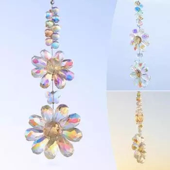 Искусственный кристалл цветок ловец солнца украшение для дома и улицы красочный искусственный кристалл двойной подсолнух подвесной светильник на окно B