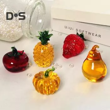 Искусственный кристалл, фруктовая фигурка, прозрачное стекло, клубника, ананас, хурма, лимон, банан, статуя, скульптура, пресс-папье, украшение для рабочего стола, орнамент B