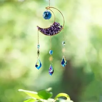 Искусственный кристалл «Ловец солнца», креативный рождественский подарок с большой луной, оконные колокольчики, подвесные для использования в помещении жёлтый