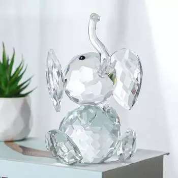 Искусственный кристалл слон украшение прозрачная фигурка слона подарок на удачу настольный мини B