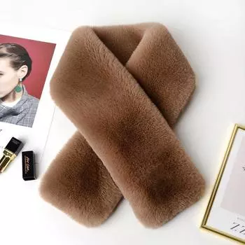 Искусственный кроличий мех шарф-крест однотонный шарф из искусственного кроличьего меха милая грелка для шеи женский