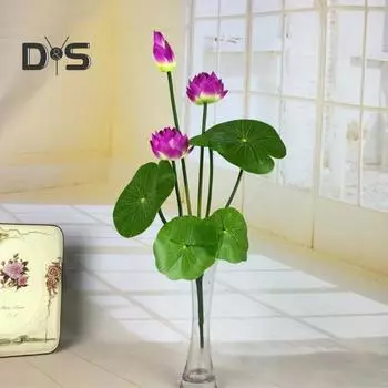 Искусственный лист лотоса, реалистичный искусственный шелковый цветок, свадебная вечеринка, домашний офис, центральный элемент стола, искусственные цветочные растения, украшение ветки фиолетовый