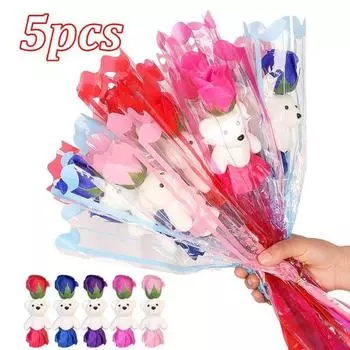 Искусственный Медведь Мыло Букет Роз День Святого Валентина Выпускной Подарок Свадебное Украшение Дома