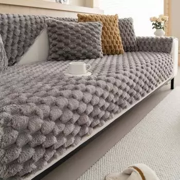 Искусственный мех Diamond Jacquard Heavy Thicken Plush Anti-Alip Чехол для дивана Чехол для углового дивана Подушка для сиденья Защитные чехлы для дома 70x70cm1PC розовый