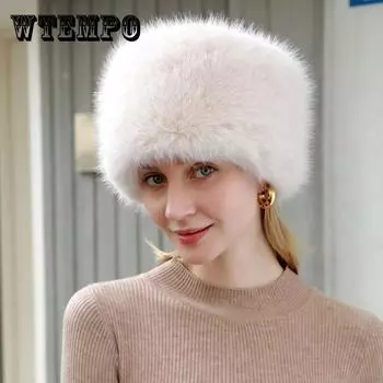 Искусственный мех казак элегантные мягкие пушистые шапки толстые утепленные зимние шапки для женщин One Size