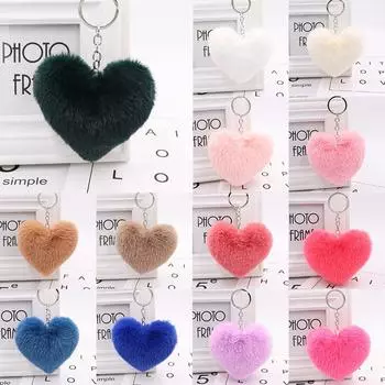 Искусственный мех кролика популярный 10 см милый автомобильный брелок для ключей для сумки женские ювелирные аксессуары брелки сердце пушистые ручной работы фиолетовый