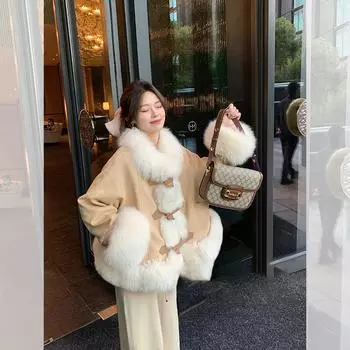 Искусственный мех лисы интегрированная куртка локомотива женская осень и зима короткая 2024 новая замшевая хлопковая одежда S recommends within 52.5kg