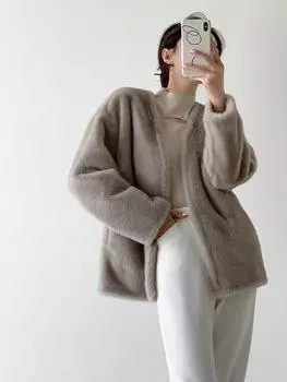 Искусственный мех норка бархатная куртка женская новая утолщенная экологически чистый мех мех интегрированный мех пальто зима S серый