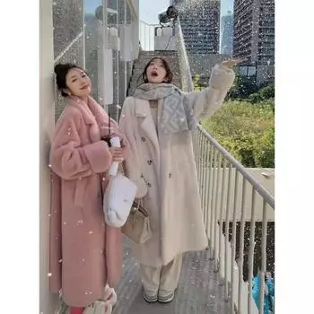 Искусственный мех норки, интегрированный мех, экологически чистая кожа, женское пальто, пальто, осень и зима, новая утолщенная длинная женская одежда S