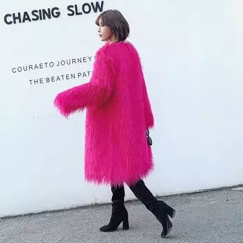 искусственный мех пляжная шерсть овечья шерсть удлиненная шерсть пальто пальто M белый