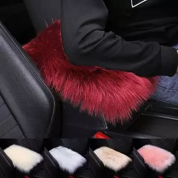 Искусственный мех плюшевый чехол на подлокотник автомобиля центральный подлокотник консольная накладка шерстяная подушка защитная универсальная автомобильная внутренняя отделка аксессуары темно-розовый