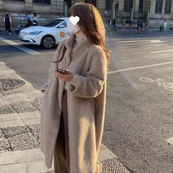 Искусственный мех темперамент мех интегрированная шуба женская искусственная норка флис утолщенная длинная шуба с воротником-стойкой Length 100CM (80-70kg) белый