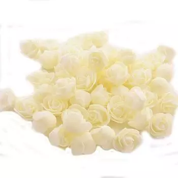 Искусственный мини-кремовый цветок розы для украшения, домашнего декора и рукоделия, искусственные цветы (Размер: 3 см, Упаковка 100 шт.)