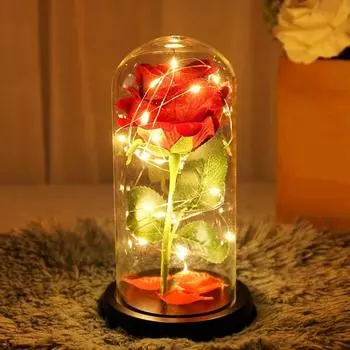 Искусственный ночник Яркий вечный цветок розы Романтический красный