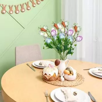 Искусственный пасхальный стебель Красочные яйца Ягода Морковь Кролик Выбор Украшения Весеннее яйцо