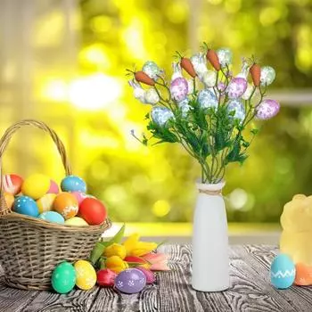 Искусственный пасхальный стебель, разноцветные яйца, ягоды, морковь, кролик, украшение, весенние яйца, веточки для цветочной композиции, вазы для дома, центральные украшения стола разноцветный