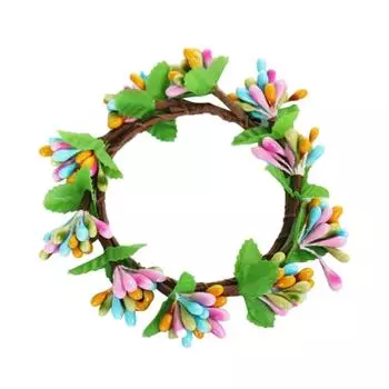 Искусственный пасхальный венок, кольцо, подсвечник, украшение, красочный цветок, искусственный цветочный подсвечник, украшение для пасхальной вечеринки