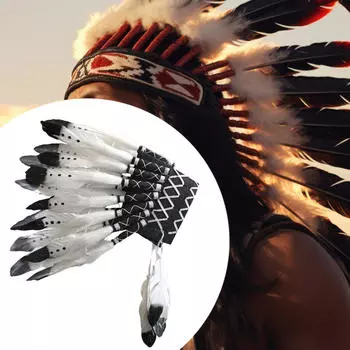 Искусственный перьевой головной убор повязка на голову индейская шляпа для выступления на вечеринку в честь Хэллоуина