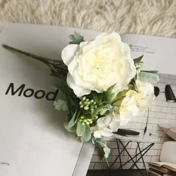 Искусственный пион, шелковые цветы, сделай сам, букет роз, камелия, пластиковые искусственные цветы, домашнее свадебное украшение розовый