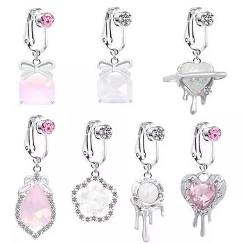 Искусственный пирсинг живота Цирконий Сердце Искусственный зажим для пупка На пупке Искусственный пирсинг Крылья любви Свисающая сережка-клипса для хряща