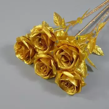 Искусственный пластиковый цветочный арт-объект, имитация розы, свадебная вечеринка, золотые цветы, сделай сам, тканевый орнамент, украшение для дома 1pc золотой