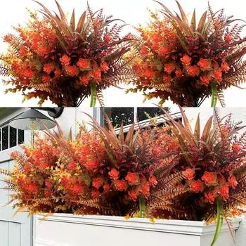 Искусственный пластиковый персидский Комбинация искусственного осеннего эвкалипта Цветок для украшения дома и сада 9 pieces
