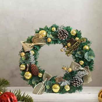Искусственный рождественский венок для входной двери со световым декором для вечеринки Craft Creative Holiday With Leaves