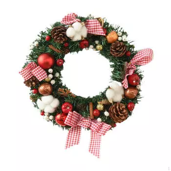 Искусственный рождественский венок, дверная гирлянда с розовым бантом, украшение для вечеринки, рождественское украшение для 25cm