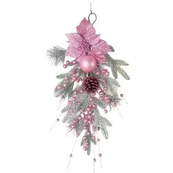 Искусственный рождественский венок, дверная рама, настенное украшение, рождественский золотой веточный декор, подвеска F5U9 goldenB-1pcs