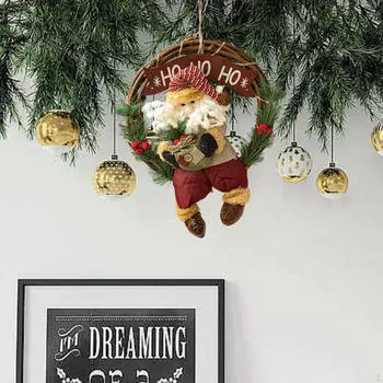 Искусственный рождественский венок, дверной знак, мультяшный зимний венок Santa Claus