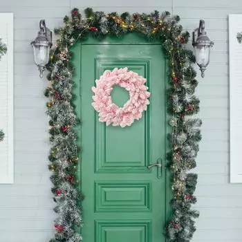 Искусственный рождественский венок из сосны для входной двери. Искусственная рождественская гирлянда из сосны. Украшения. 30cm синий