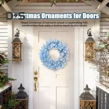 Искусственный рождественский венок из сосны для входной двери. Искусственная рождественская гирлянда из сосны. Украшения. Многоразовые рождественские украшения. Подвесные украшения для вечеринок. Главная 30cm синий