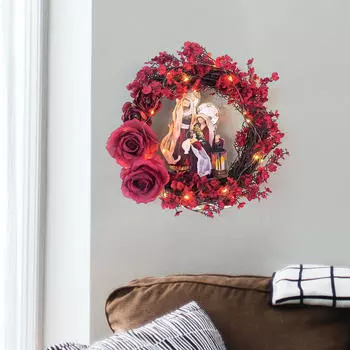 Искусственный рождественский венок, настенное украшение, для украшения входной двери Цветок