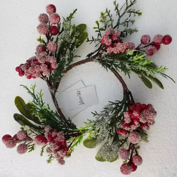 Искусственный рождественский венок со свечной гирляндой, входная дверь на свадьбу
