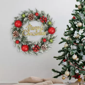 Искусственный рождественский венок, украшение для входной двери, украшение на Рождество