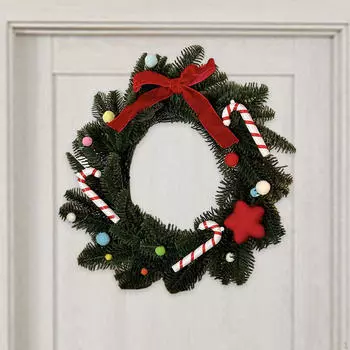 Искусственный рождественский венок, украшение камина, подвесное дерево, настенный декор для дома, круглый фасад