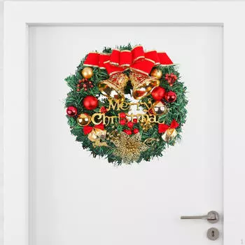 Искусственный рождественский венок, украшение входной двери на Рождество для вечеринки красный