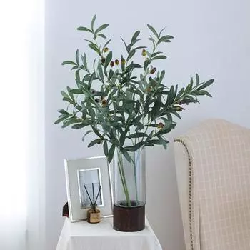 Искусственный шелк искусственная оливковая ветвь не увядает декоративные десять раздвоенных веток стебли декор B