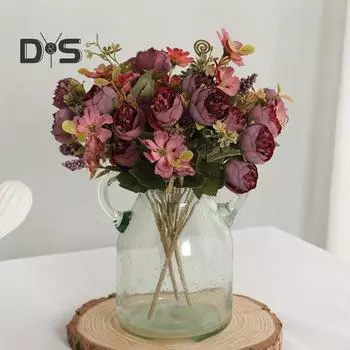 Искусственный шелковый цветок, искусственная роза, без полива, современный домашний декор, имитация цветочной ветки оранжевый