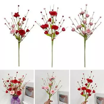 Искусственный стебель для цветов 17,8 дюйма, искусственная ветка для ягод в форме сердца, искусственная ветка для ягод и цветов на День матери, годовщину, День святого Валентина 1pc