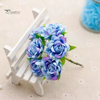 Искусственный свадебный букет, украшение для дома, 6 шт., шелковые искусственные цветы, цветочные оранжевый