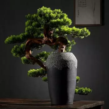 Искусственный утес Кипарис Приветственная сосна Бонсай Растение Офисное украшение Зеленое дерево Дом Крыльцо Отель Мягкая установка Ландшафт