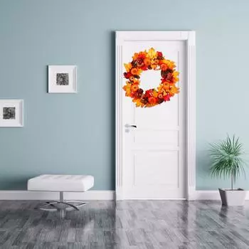 Искусственный венок, декор для дома или улицы, экологически чистый, не требующий особого ухода, украшение на Хэллоуин, оранжевый диаметр 45 см