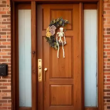 Искусственный венок из черепа на Хэллоуин, венок из роз и луны, скелет, гирлянда из виноградной лозы