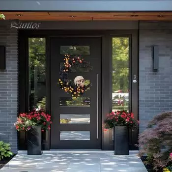 Искусственный венок из черепа на Хэллоуин, венок из черепа, розы, луны, скелета, гирлянды из виноградной лозы, подвесное украшение для входной двери B