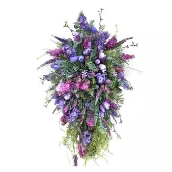 Искусственный венок из цветов Венок с сиренью Гиацинты Гортензии Весна Лето Цветочная зелень