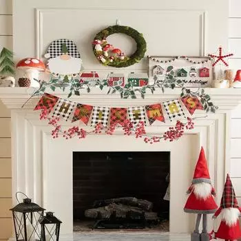 Искусственный венок из красных ягод Рождественская гирлянда из красных ягод Украшение из лозы Праздничная атмосфера Праздник Декор для деревьев Каминных досок Столов В помещении На открытом воздухе C